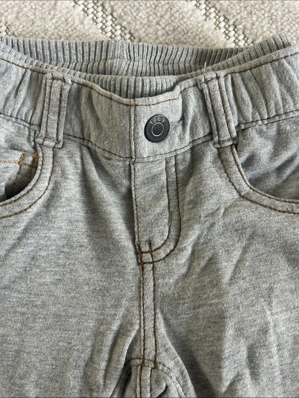 GAP Light Grey Rib-Knit Jogger Pants for Kids